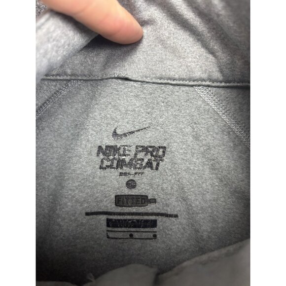 Nike Pro Combat Pullover Mens Large Gray 1/4 Zip Dri-FIT Fitted Shirt Top - Picture 2 of 7